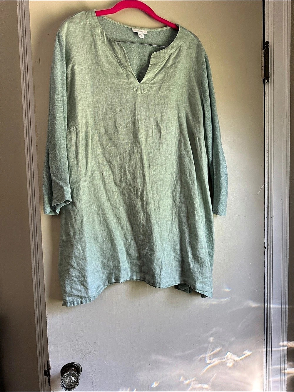 J Jill Love Linen Tunic in Green Size 2XL Like New